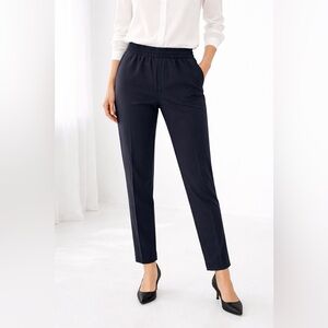 Theory Knit Tech Tapered Pants Black Size 2 Elastic Waist Ankle Trousers